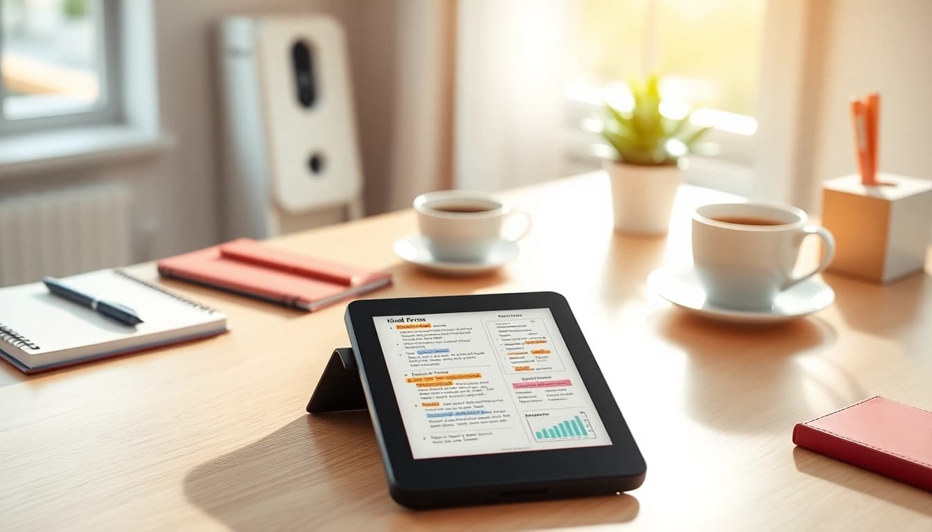 Explore innovative planners for Kindle Scribe showcased on a modern work desk.