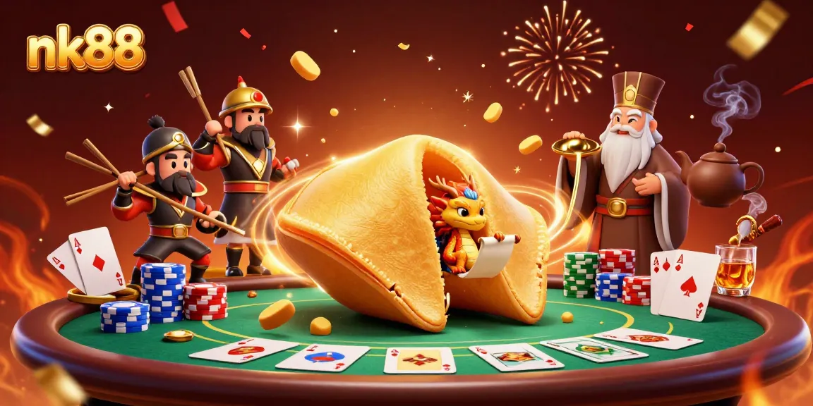 Join the excitement of nk88 as the golden fortune cookie reveals winning poker strategies in this vibrant casino scene.