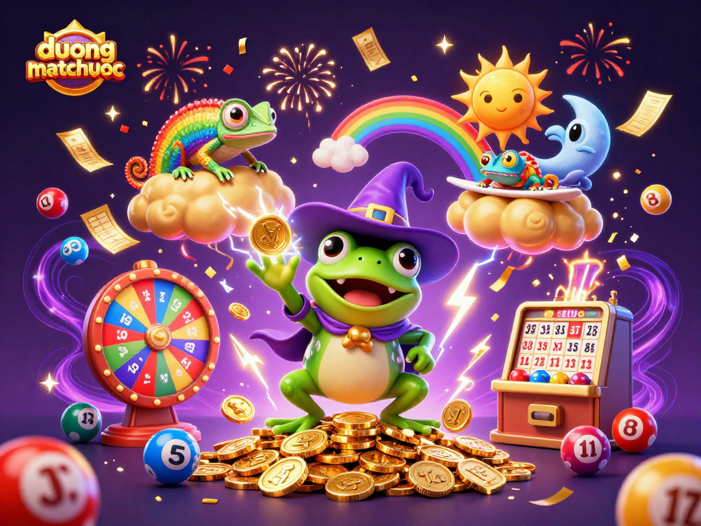 Play duongmatchuoc and win with vibrant golden coins, lively characters, and dynamic gameplay elements.