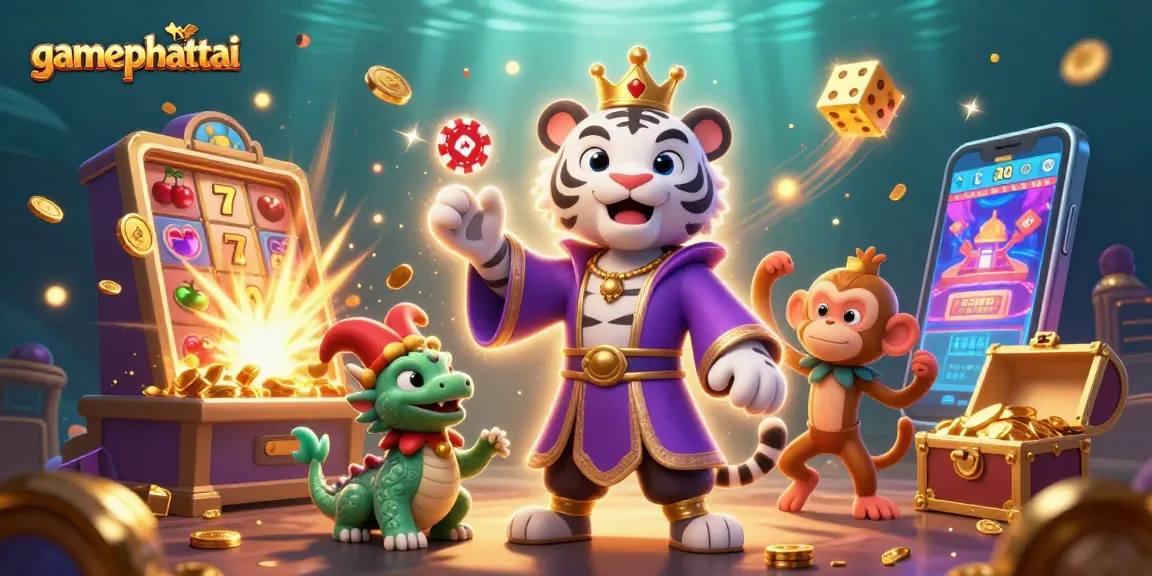 Spin the reels and win big with gamephattai in this thrilling casino illustration!