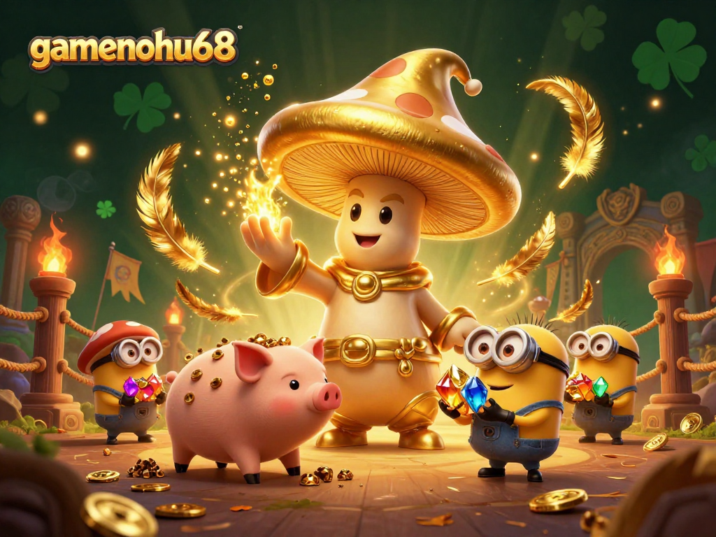 Experience thrilling action at gamenohu68 with golden mushroom wizard and treasures galore!