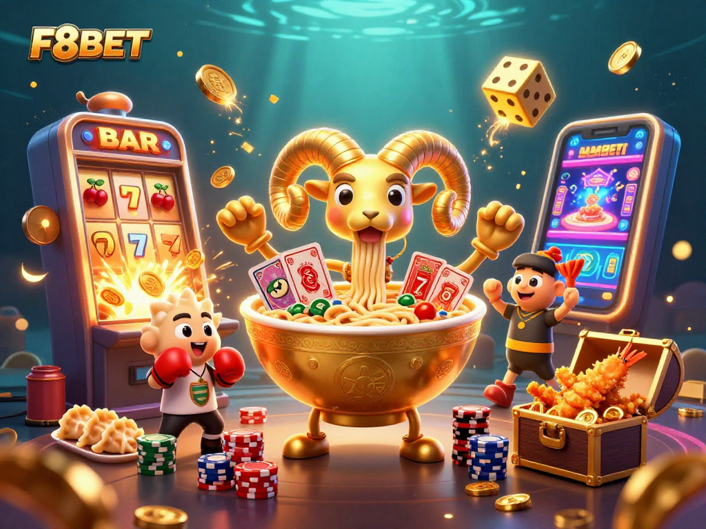 Engage with the vibrant world of F8BET, featuring dynamic characters in an exciting casino scene.