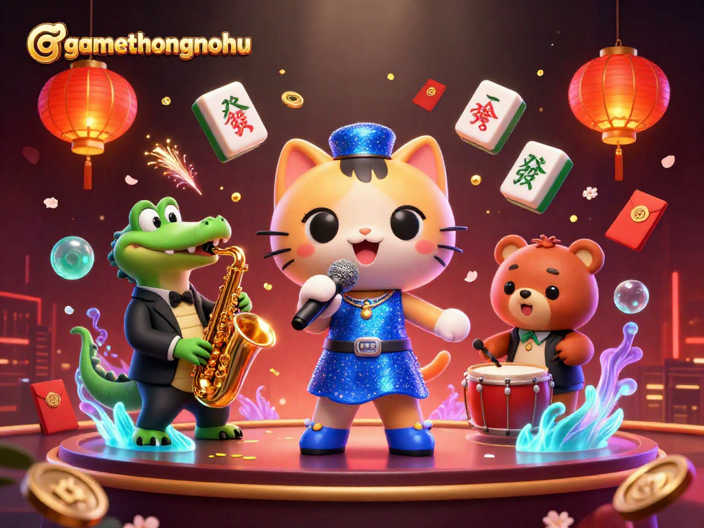 Experience vibrant casino energy with gamethuongnohu, showcasing a lively 3D scene featuring jazz, luck, and excitement.