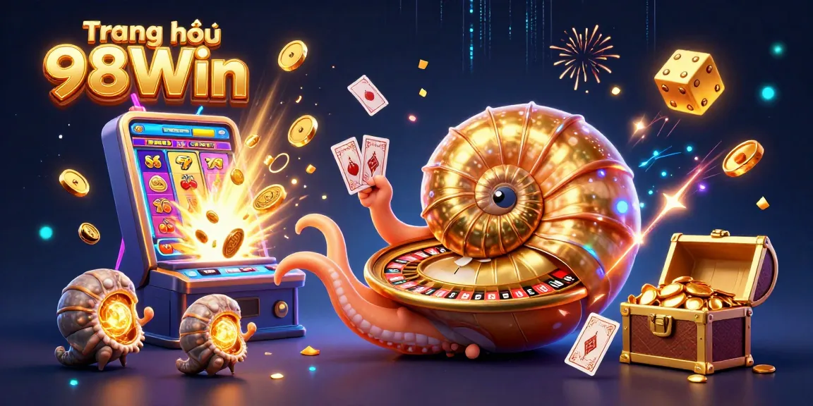Experience fantastic wins at Trang chủ 98Win with vibrant casino-themed elements and characters.