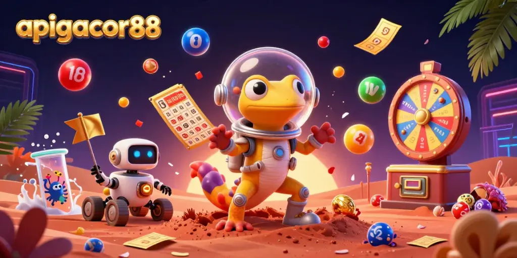 Engage with apigacor88 as a Martian gecko discovers a golden casino on Mars.