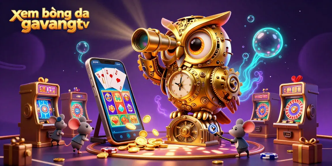 xem bóng đá gavangtv offers an energetic casino scene with a golden owl and dynamic game elements.