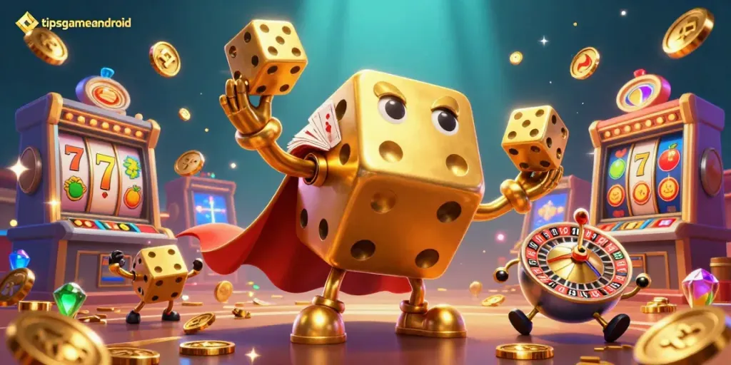 Experience thrilling slots action with tipsgameandroid's dazzling 3D casino scene.