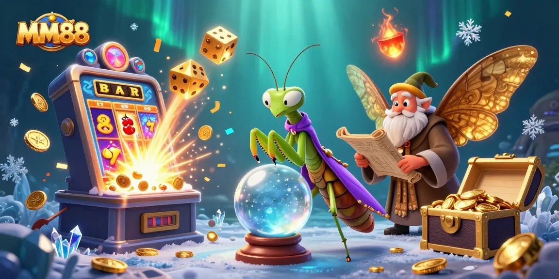 Experience MM88's exciting jackpot in an ultra-detailed scene with animated characters and casino elements.
