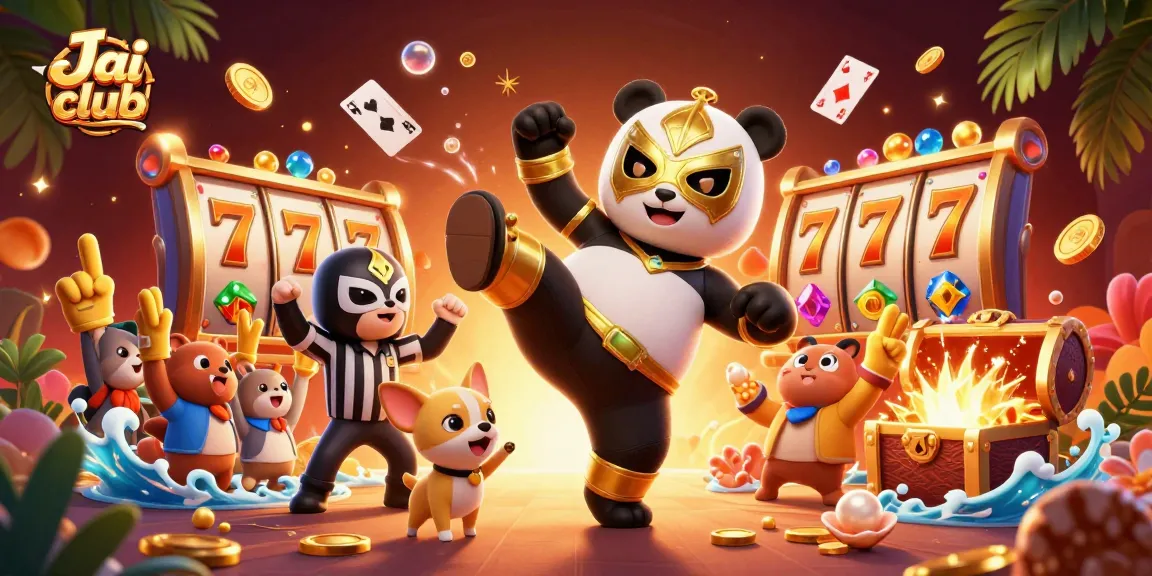 Engage in thrilling gameplay with Jai club’s immersive slot reels and vibrant characters amid a dynamic scene.