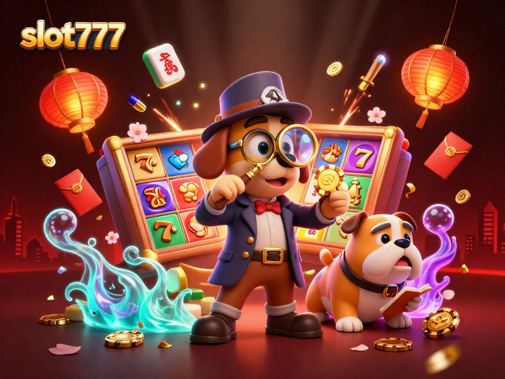 Experience thrilling wins at slot777 with a cartoon detective uncovering jackpot clues.