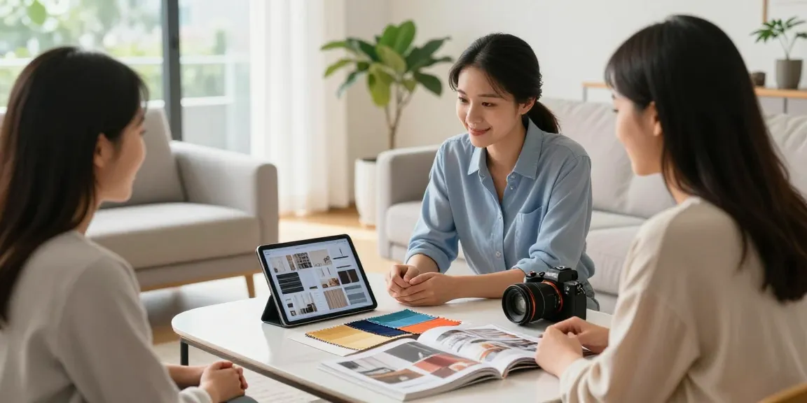 Proses konsultasi desain interior di Decor Serene GOKIL33, https://decorserene.com/privacy-policy/ dengan pemilik rumah dan desainer profesional membahas ide dekorasi.