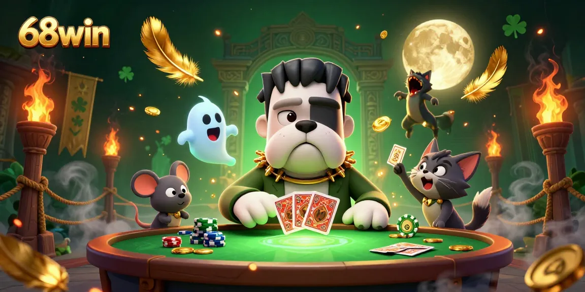 Engage in thrilling card games at 68win with a spooky casino atmosphere.