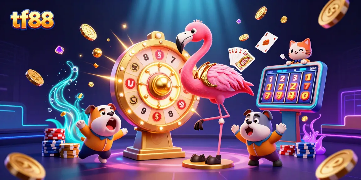 Experience tf88 excitement with this lively game show scene featuring captivating characters and gambling elements.