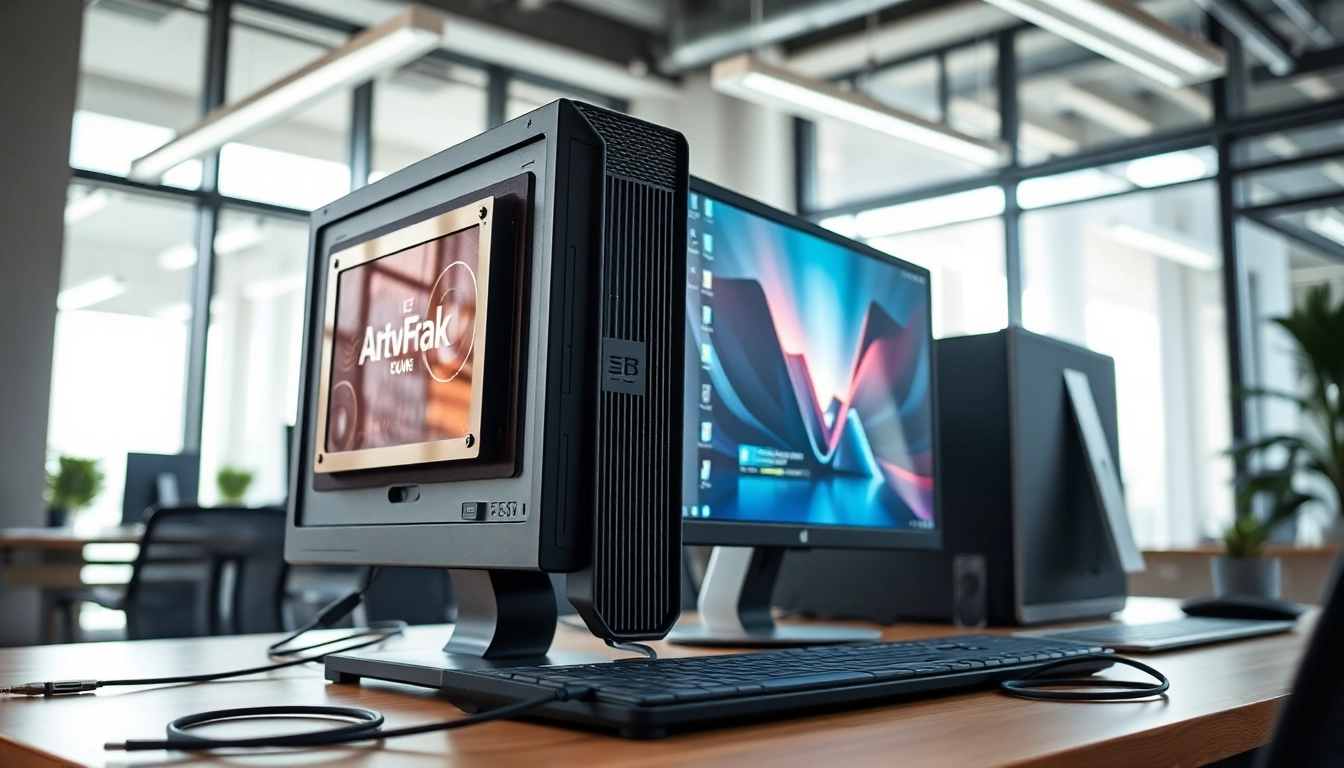 Ανακατασκευασμένος pc με μοντέρνα σχεδίαση και εξαρτήματα αίθουσας γραφείου.