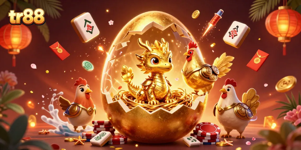 tr88 captivates players with a vivid scene of a dragon emerging from golden poker chips.
