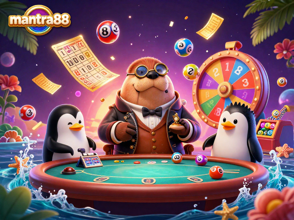 Experience the excitement of mantra88 at this whimsical underwater poker scene with vibrant elements.