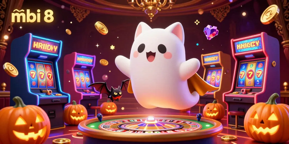 Engage in thrilling gameplay at mbi 8 with our vibrant casino scene featuring animated characters and dynamic slot elements.