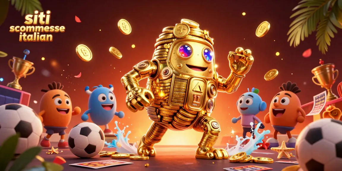 Scommetti facilmente con siti scommesse italiani usando un golem d'oro e elementi sportivi.