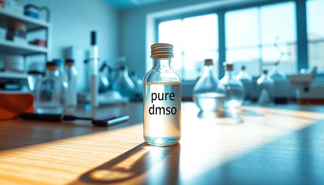 Showcasing pure dmso in a laboratory setting, highlighting quality and transparency.