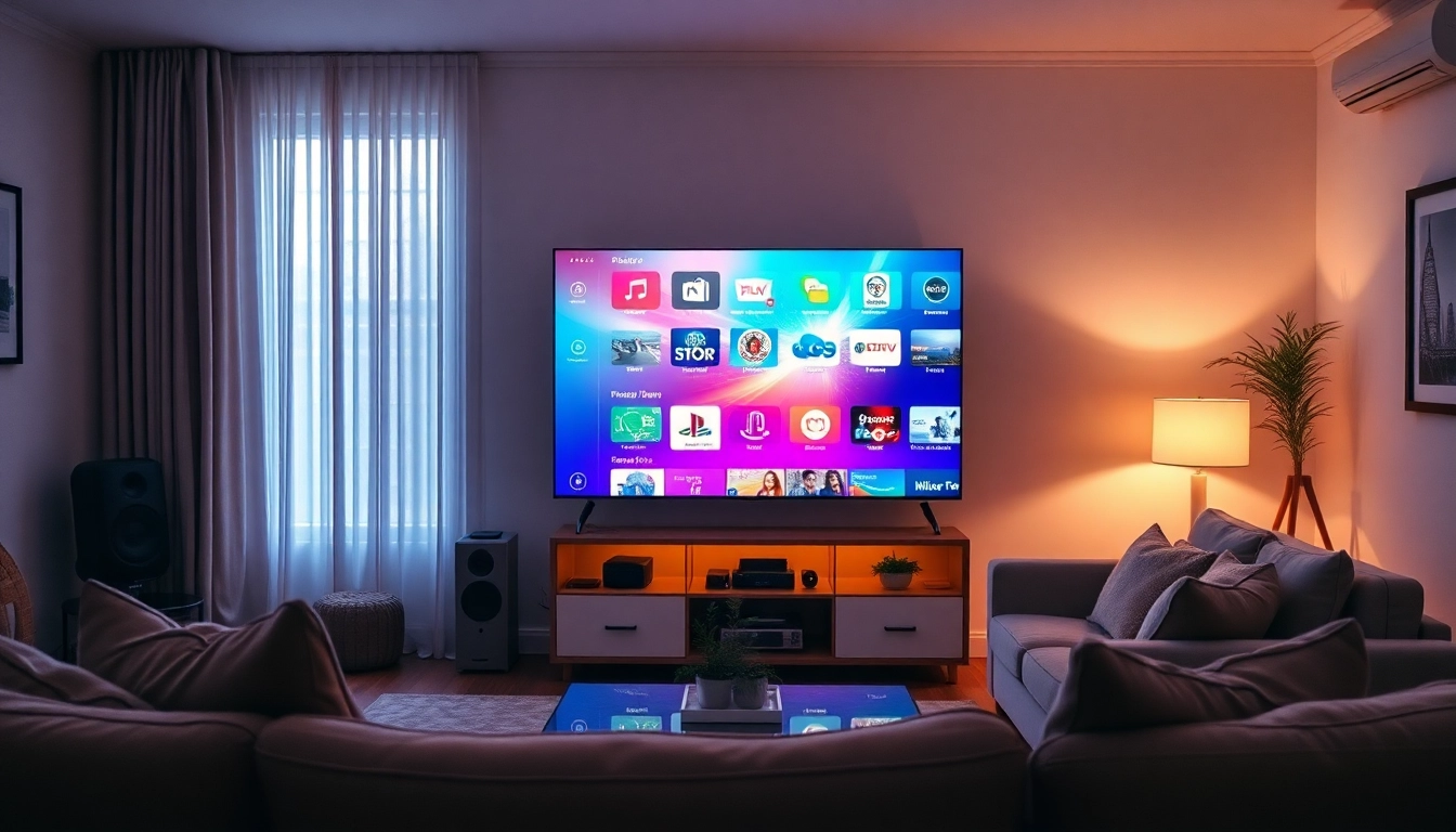Stream your favorite channels with a free iptv trial in a stylish living room setup.
