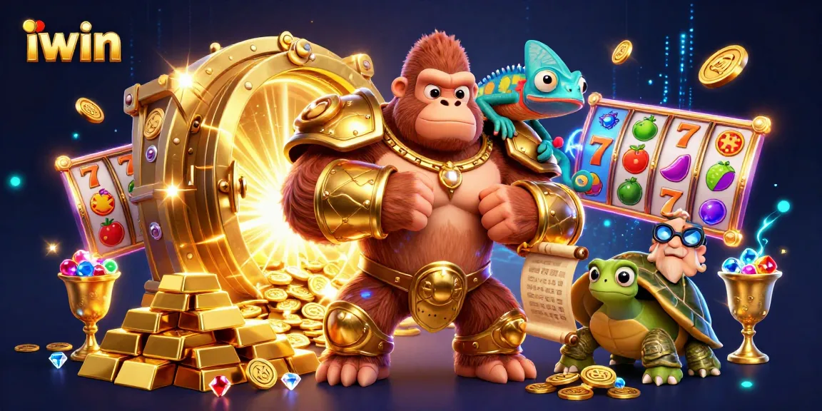 Engage with the iwin gaming adventure as a gorilla king and chameleon spy unveil golden treasures.