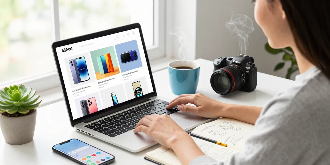Engaging online shopping workspace featuring products related to 456bd, highlighting a modern professional's experience.