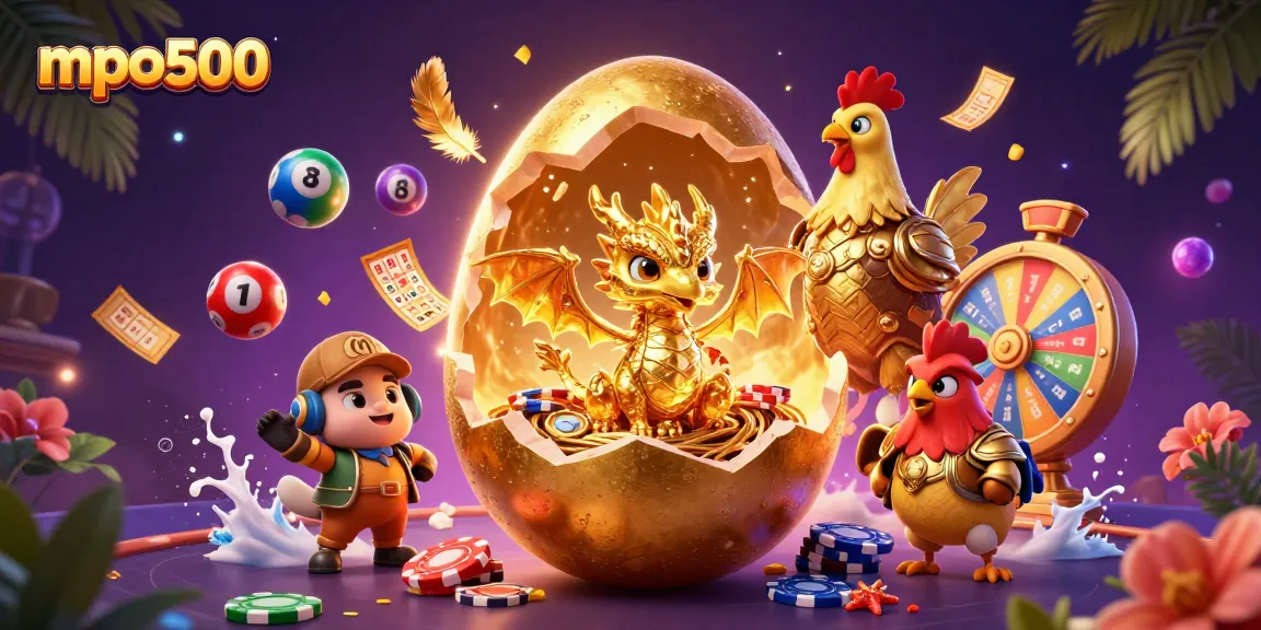 Experience gaming excitement with mpo500 and golden treasures in a vibrant casino scene.