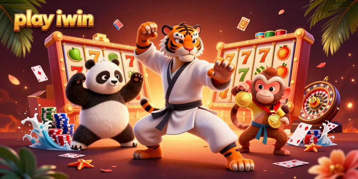 Play iwin to experience a vibrant casino scene packed with kung fu characters and game elements.