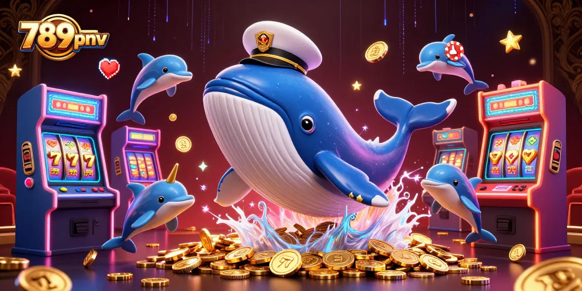 Experience thrilling gameplay with 789pnv featuring a whimsical scene of a whale and dolphins in a coins sea.