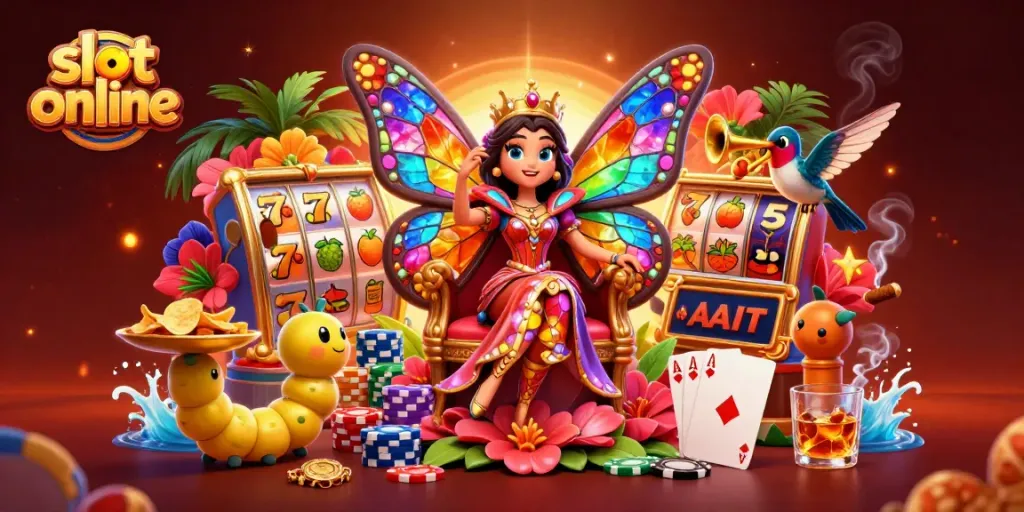Experience thrilling slot online action with dazzling characters and vibrant slot elements in this captivating scene.