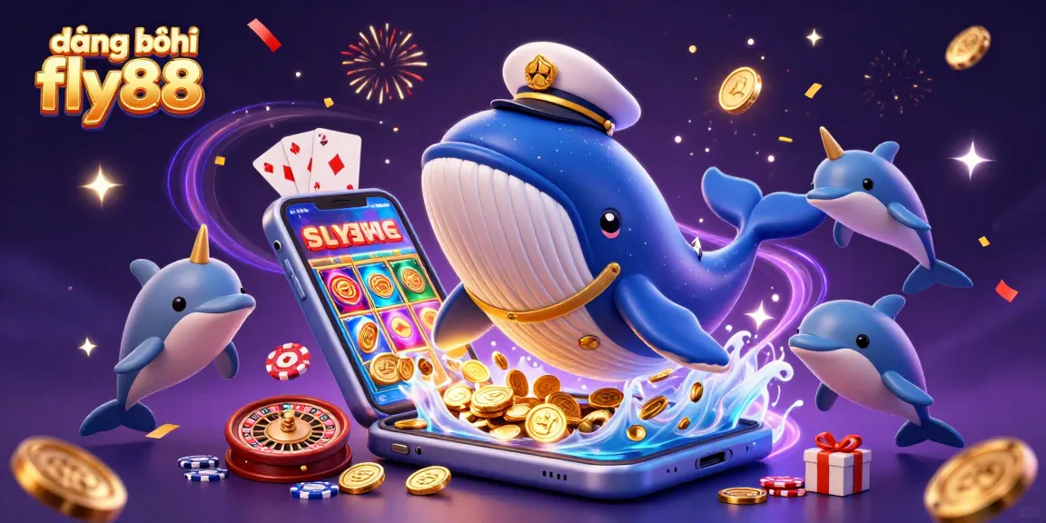 Engage with exciting offers at đăng ký fly88, featuring a whale and dolphins in a vibrant casino scene.