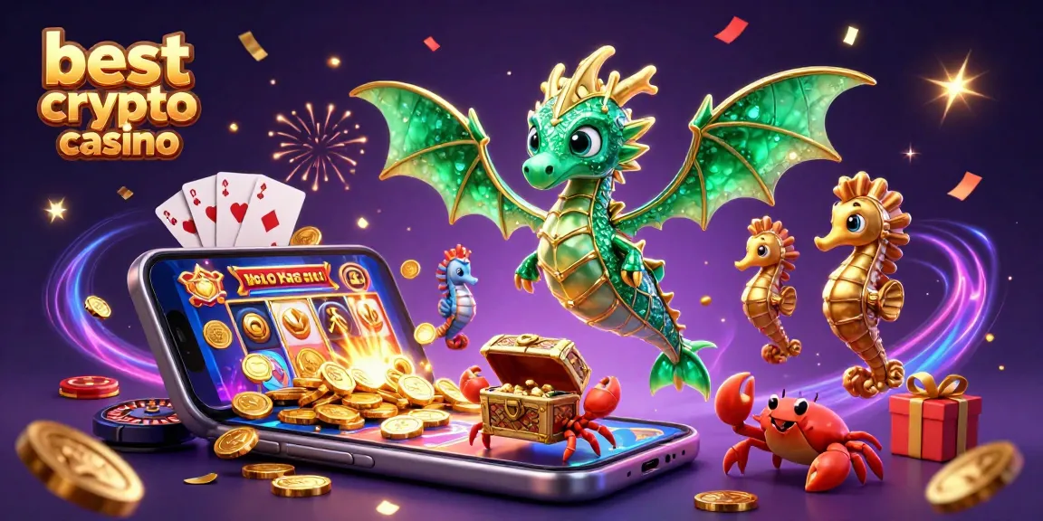 Juega en el mejor casino cripto, donde un dragón marino brilla entre juegos y tesoros.