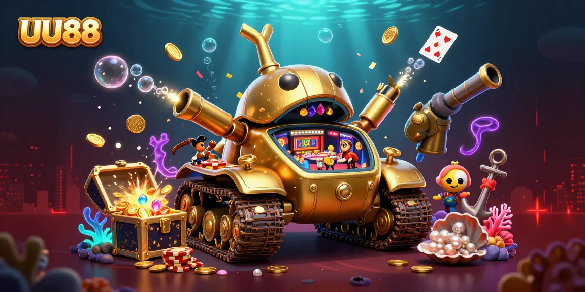 UU88 showcases a vibrant underwater casino scene with golden elements and energetic gameplay action.