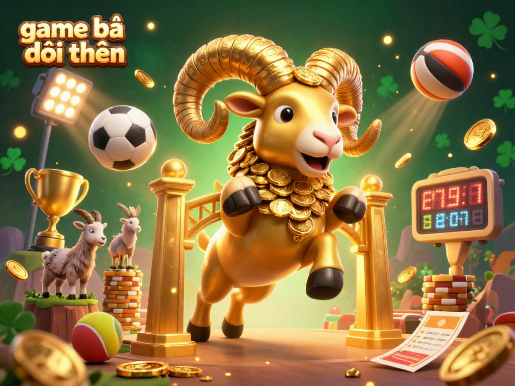 Experience thrilling game bài đổi thưởng action with a golden ram charging into a dazzling casino scene.