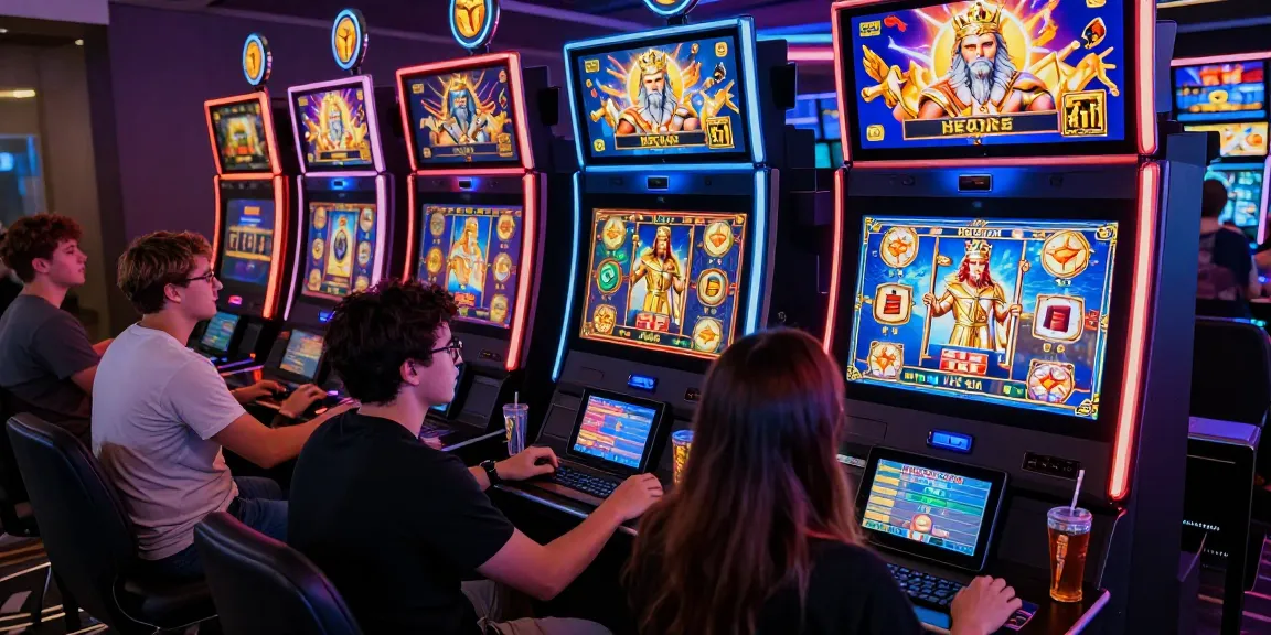 Exciting gaming scene showcasing players enjoying slot raja themed around Zeus with vibrant graphics and interactive features.