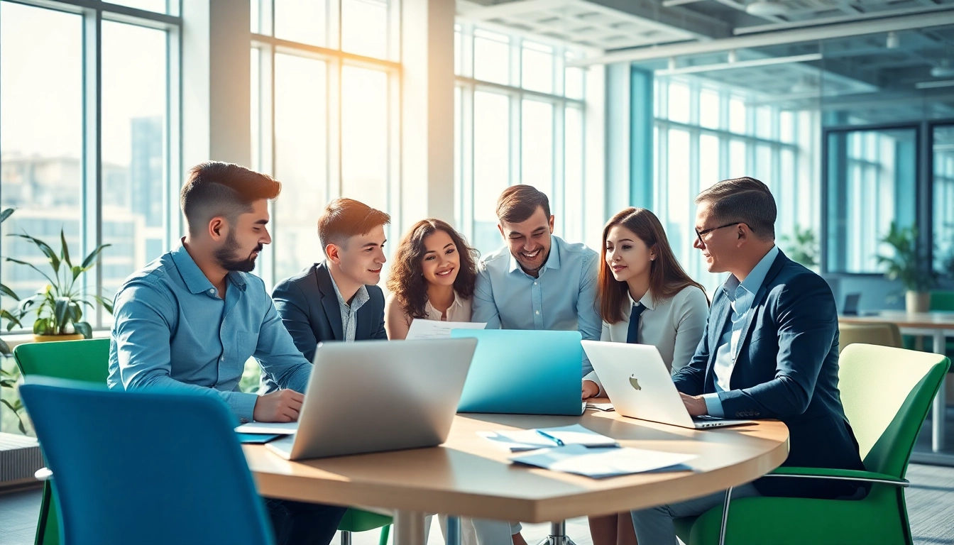 Marketing agencies in Melbourne team collaborating in a modern office environment.