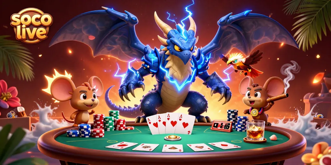 Experience thrilling action on soco live with vibrant poker elements and dynamic characters.