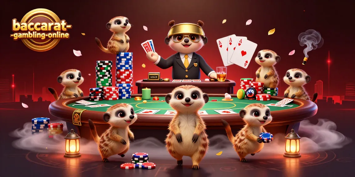 Experience thrilling baccarat action at baccarat-gambling-online with meerkat dealers in a dynamic casino scene.