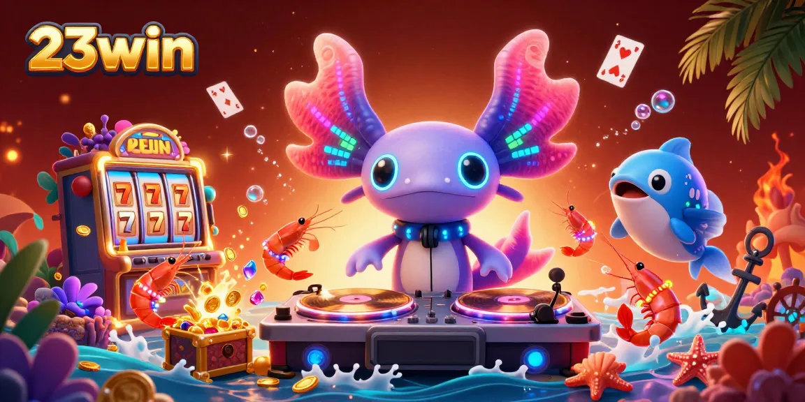 Experience the thrilling 23win casino vibe with vibrant underwater characters spinning gold!