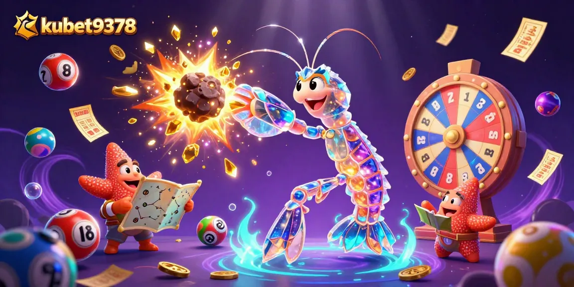 Kubet9378 showcases an explosive 3D scene with vibrant lottery action and stunning casino visuals.