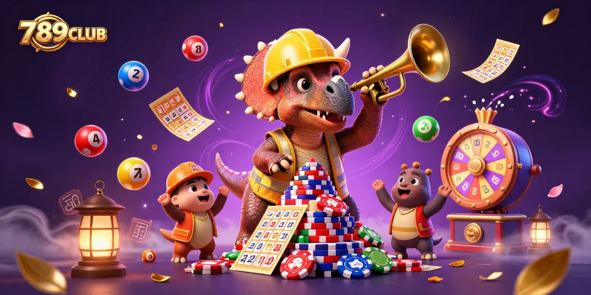 Experience the thrill at 789CLUB with lively characters celebrating around vibrant gaming elements.