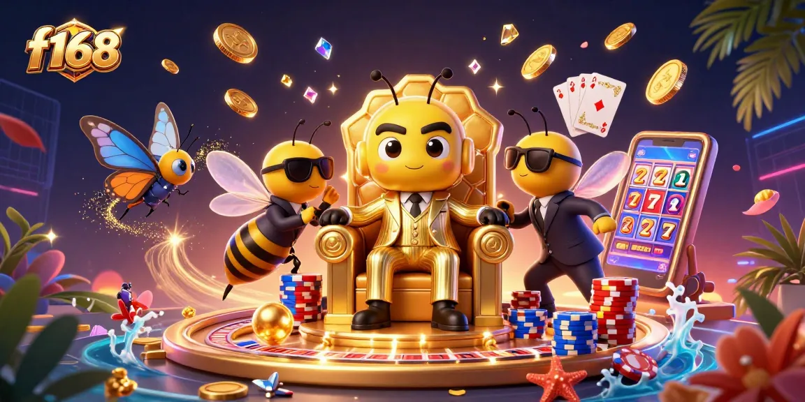 Join the fun at f168 casino with excitement, golden coins, and a playful buzz in the air.