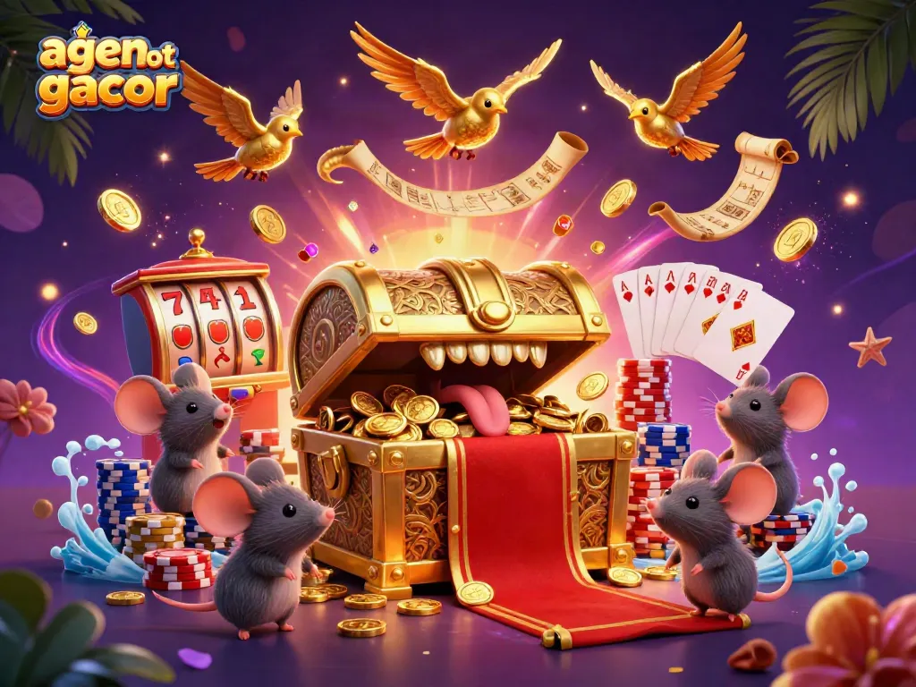 Engage with visual excitement in the agen slot gacor realm with golden treasures and dynamic gaming elements.