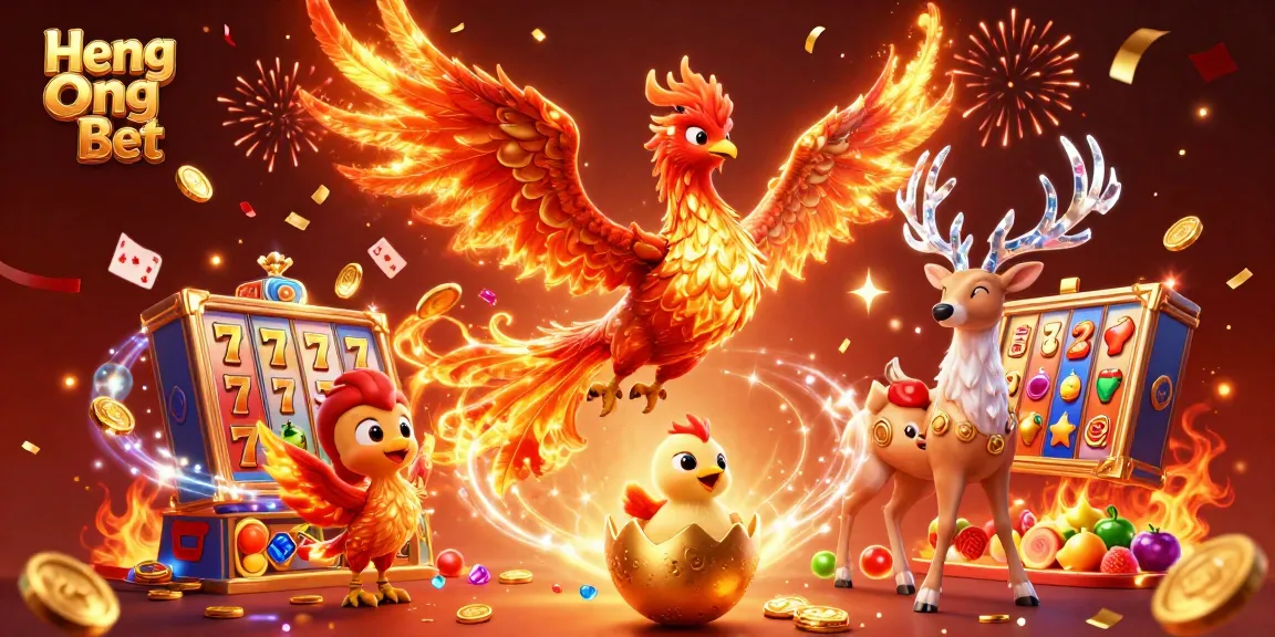 Experience the vibrant slots world at Heng Ong Bet with stunning phoenix designs and casino elements