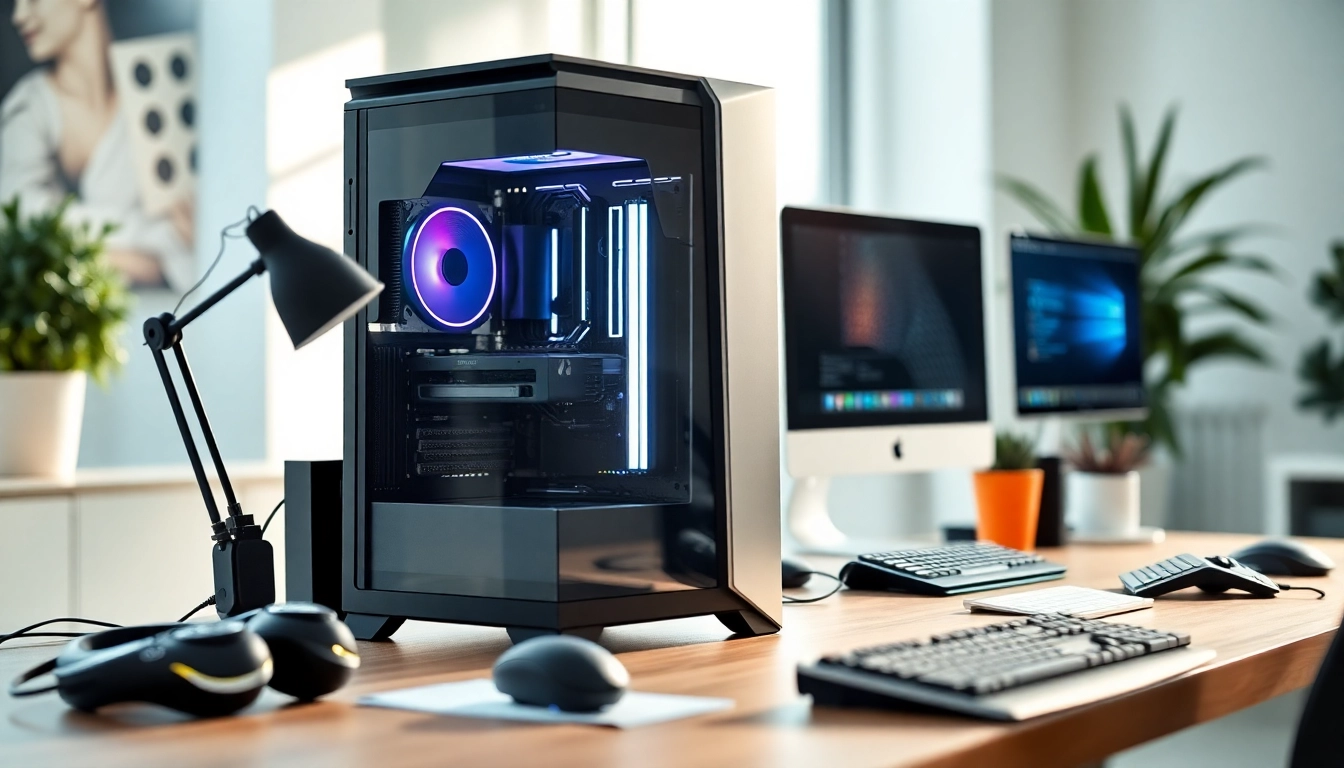 pc ανανεωμένος υπολογιστής στην εργασία, μοντέρνος και κομψός σχεδιασμός.