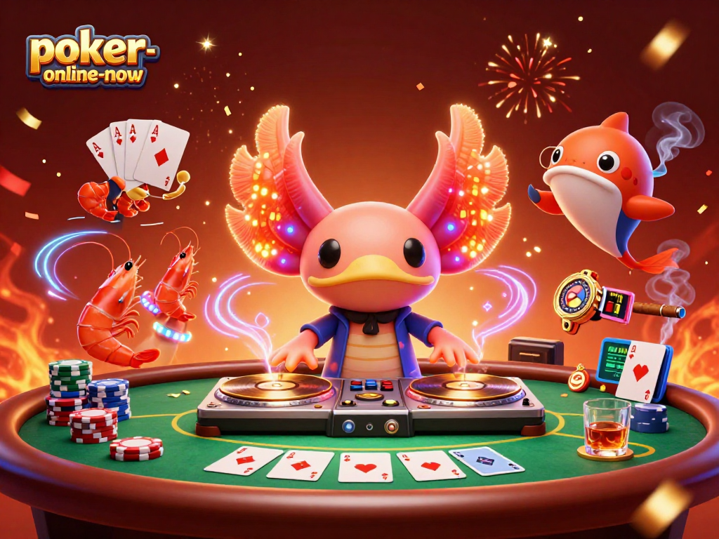 Experience thrilling poker moments with poker-online-now as vibrant characters and gameplay elements collide.