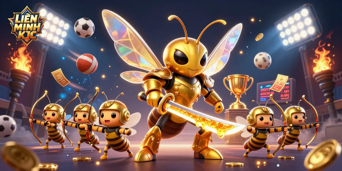 Experience the thrill of LIÊN MINH KJC with golden hornet warriors and dynamic sports betting action.