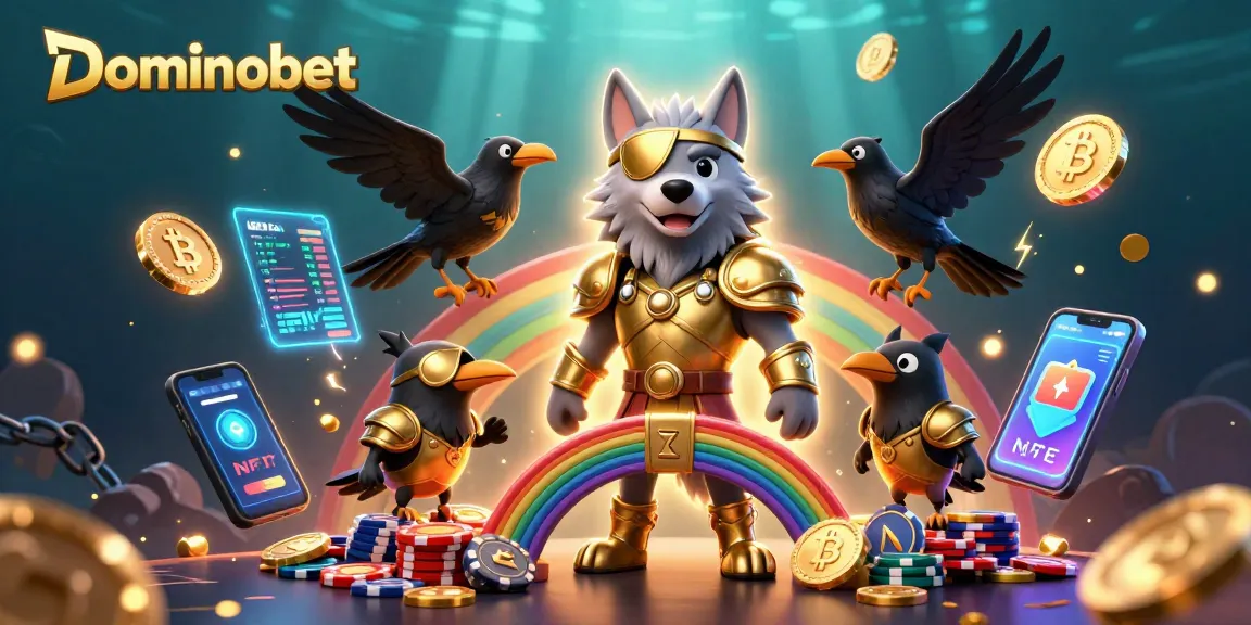 Experience thrilling gameplay with Dominobet, featuring a vibrant 3D scene of Odin and his ravens.