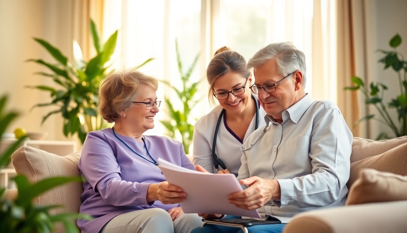 Caregivers providing daily living assistance seniors in a warm, nurturing environment.