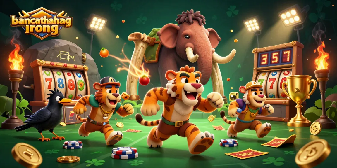 Bancathanrong brings winning vibes with a lively 3D prehistoric casino featuring cavemen and slot reels.